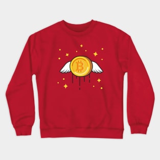 Flying Gold Bitcoin Cartoon Vector Icon Illustration Crewneck Sweatshirt